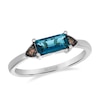 Thumbnail Image 1 of Le Vian Chocolatier 14ct White Gold Deep Sea Blue Topaz & Chocolate Diamond Trilogy Ring