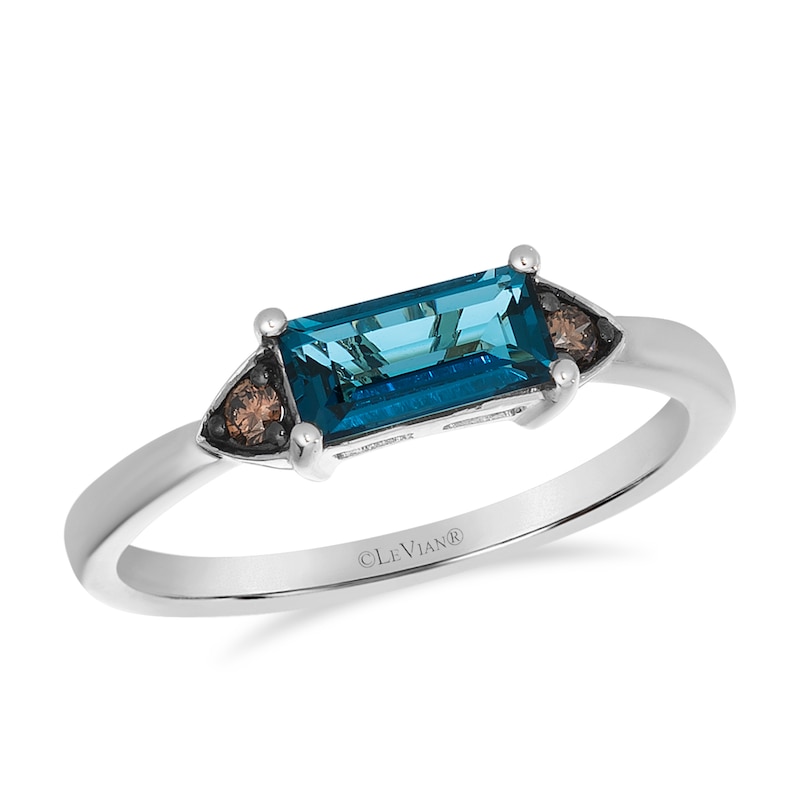 Main Image 1 of Le Vian Chocolatier 14ct White Gold Deep Sea Blue Topaz & Chocolate Diamond Trilogy Ring