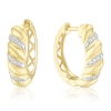 Thumbnail Image 1 of 9ct Yellow Gold 15mm Diamond Twist Hoop Earrings