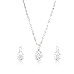 Sterling Silver 0.25ct Diamond Infinity Earring & Pendant Box Set