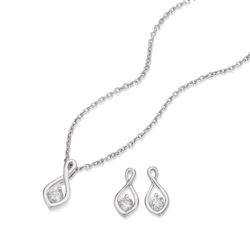 Main Image 2 of Sterling Silver 0.25ct Diamond Infinity Earring & Pendant Box Set
