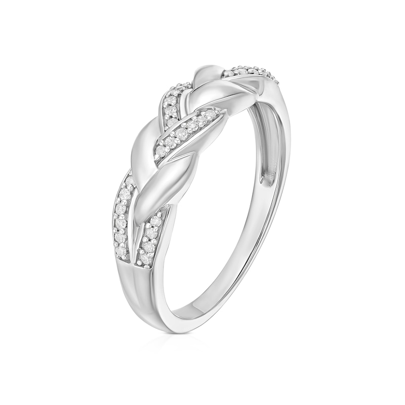 Main Image 2 of Sterling Silver 0.10ct Diamond Interlink Woven Ring