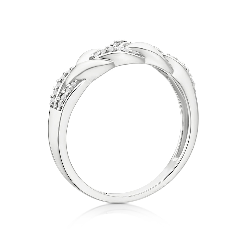 Main Image 2 of Sterling Silver 0.10ct Diamond Interlink Woven Ring