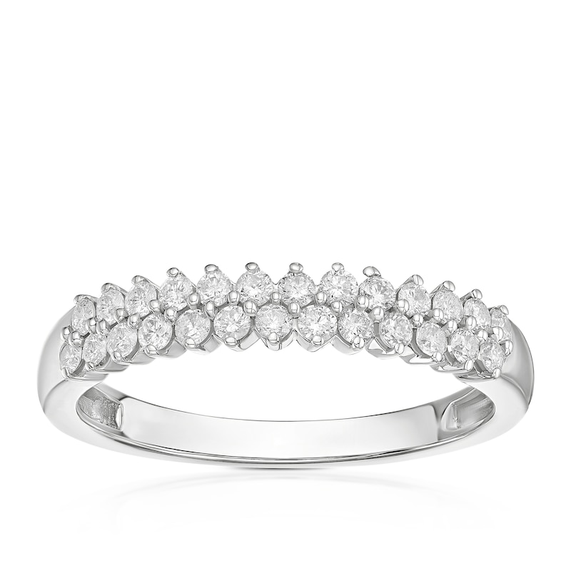 Main Image 1 of 9ct White Gold 0.33ct Diamond Two Row Ring