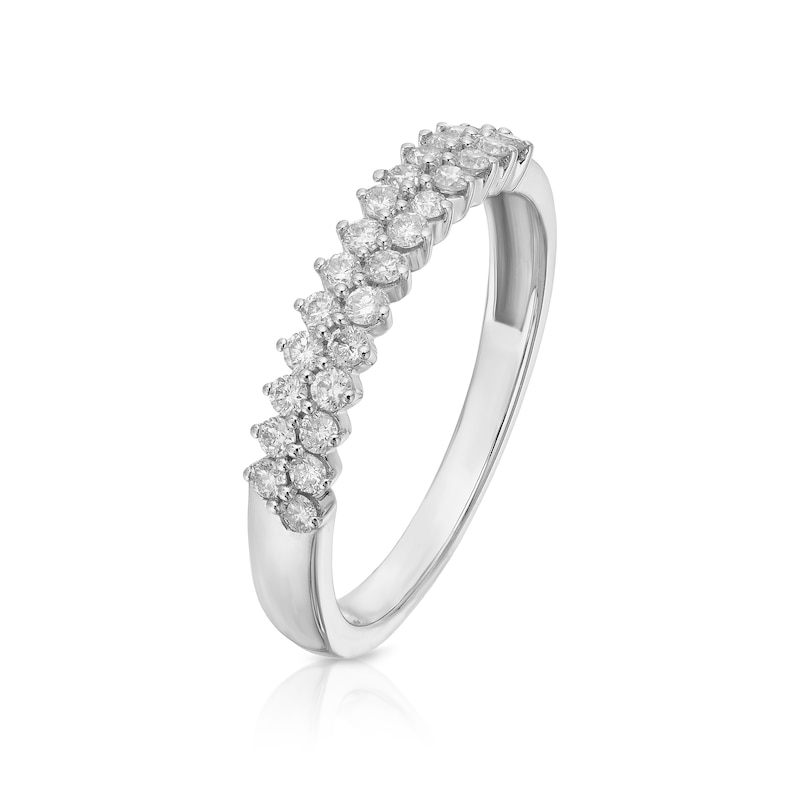 Main Image 2 of 9ct White Gold 0.33ct Diamond Two Row Ring