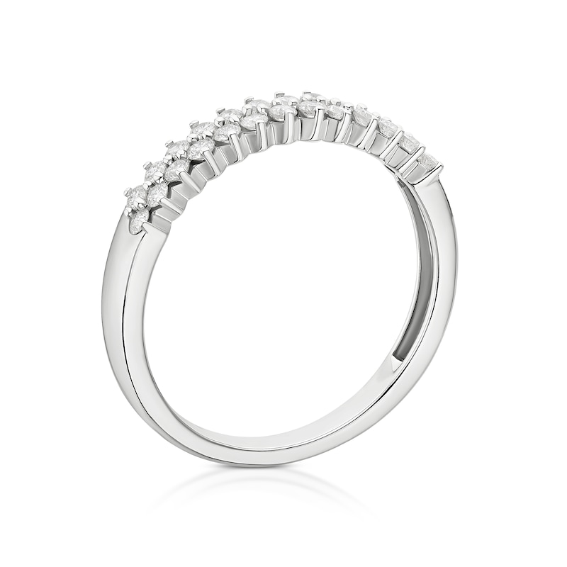 Main Image 3 of 9ct White Gold 0.33ct Diamond Two Row Ring
