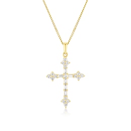 9ct Yellow Gold 18" 0.30ct Diamond Cross Pendant