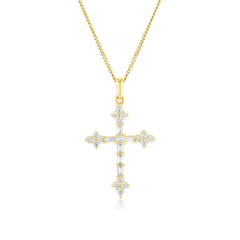 Main Image 1 of 9ct Yellow Gold 18" 0.30ct Diamond Cross Pendant