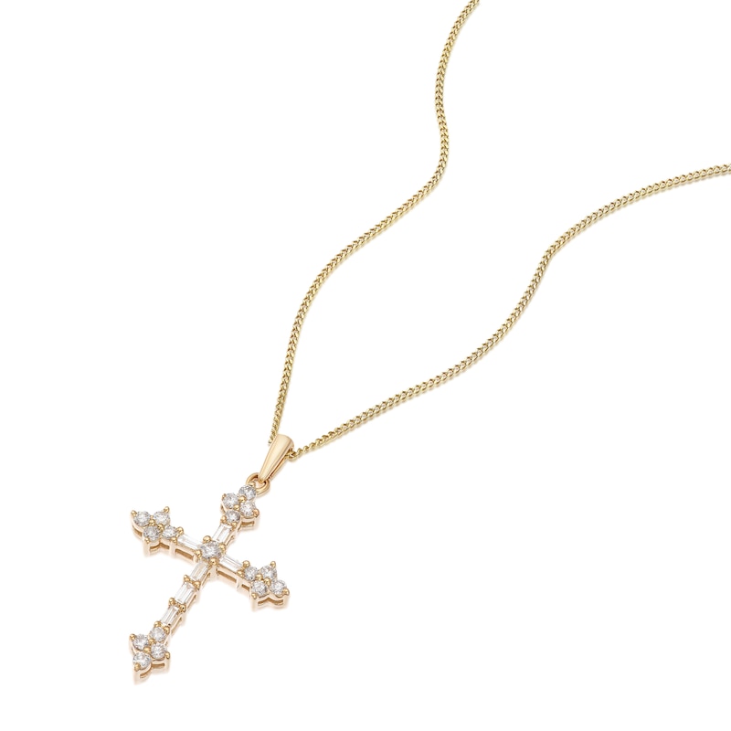 Main Image 2 of 9ct Yellow Gold 18" 0.30ct Diamond Cross Pendant
