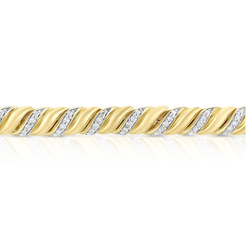 Main Image 2 of 9ct Yellow Gold 0.50ct Diamond Twist Tennis Bracelet