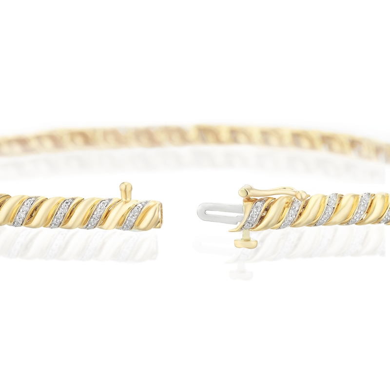Main Image 3 of 9ct Yellow Gold 0.50ct Diamond Twist Tennis Bracelet