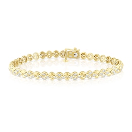 9ct Yellow Gold 0.50ct Diamond Panther Link Line Bracelet