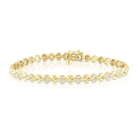 9ct Yellow Gold 0.50ct Diamond Panther Link Line Bracelet