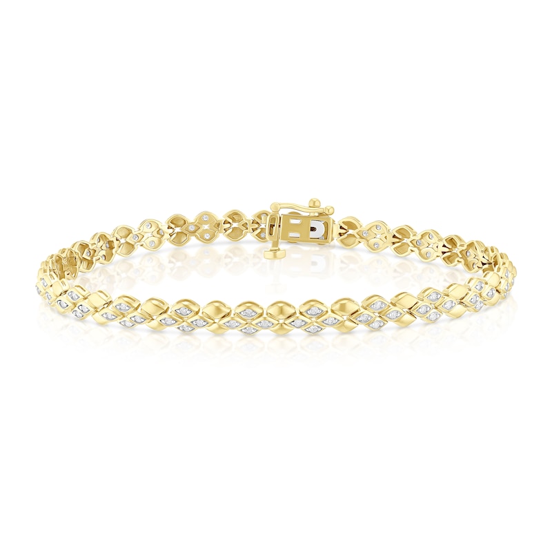 Main Image 1 of 9ct Yellow Gold 0.50ct Diamond Panther Link Line Bracelet