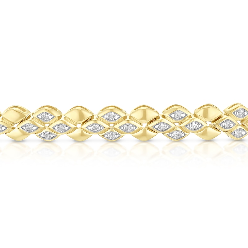 Main Image 2 of 9ct Yellow Gold 0.50ct Diamond Panther Link Line Bracelet