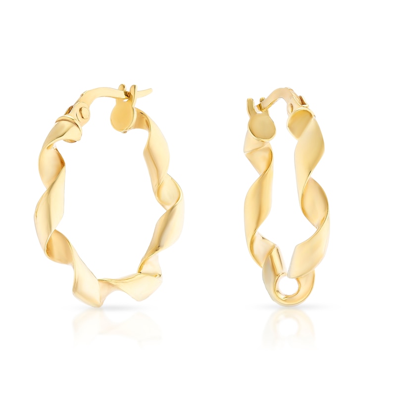 Main Image 1 of 9ct Yellow Gold Open Twist Hoop Earrings