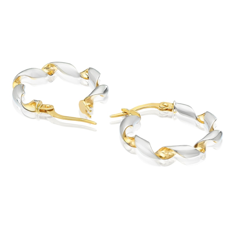 Main Image 2 of 9ct Yellow & White Gold Open Twist Hoop Earrings