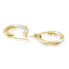 Thumbnail Image 2 of 9ct Yellow & White Gold Small Twist Textured Hoop Earrings