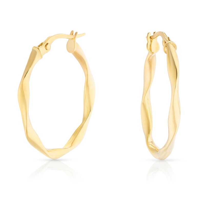 Main Image 1 of 9ct Yellow Gold Open Twist Oval Hoop Earrings