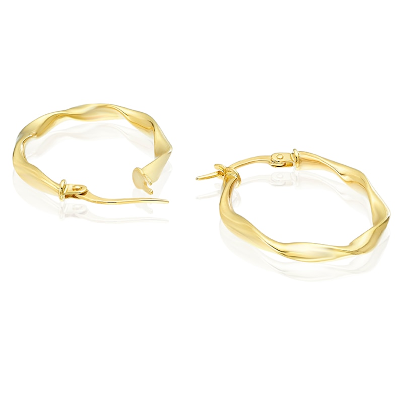 Main Image 2 of 9ct Yellow Gold Open Twist Oval Hoop Earrings