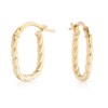 Thumbnail Image 1 of 9ct Yellow Gold Small Rectangle Twist Textured Hoop Earrings