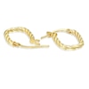 Thumbnail Image 2 of 9ct Yellow Gold Small Rectangle Twist Textured Hoop Earrings
