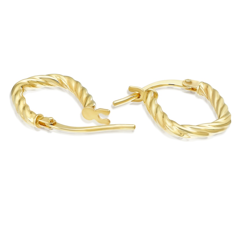 Main Image 2 of 9ct Yellow Gold Small Rectangle Twist Textured Hoop Earrings