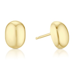9ct Yellow Gold Oval Domed Polished Stud Earrings