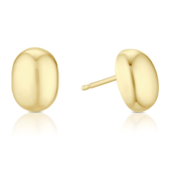 9ct Yellow Gold Oval Domed Polished Stud Earrings