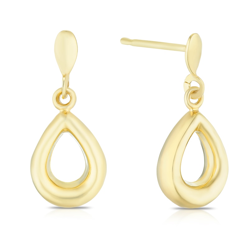 Main Image 1 of 9ct Yellow Gold Open Teardrop Drop Earrings