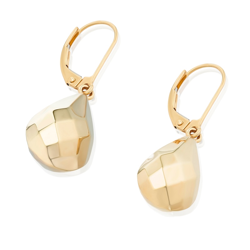 Main Image 2 of 9ct Yellow Gold Large Facetted Teardrop Drop Earrings