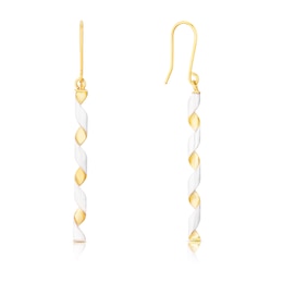 9ct Yellow & White Gold Open Twist Drop Earrings