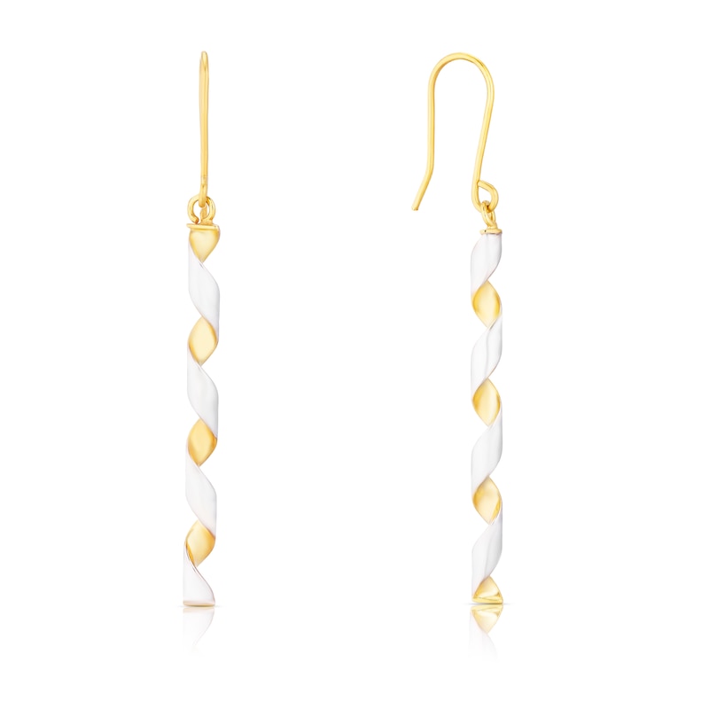 Main Image 1 of 9ct Yellow & White Gold Open Twist Drop Earrings