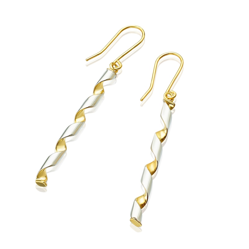 Main Image 2 of 9ct Yellow & White Gold Open Twist Drop Earrings