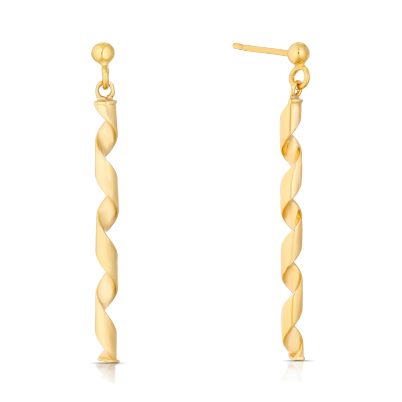 Main Image 1 of 9ct Yellow Gold Open Twist Drop Earrings