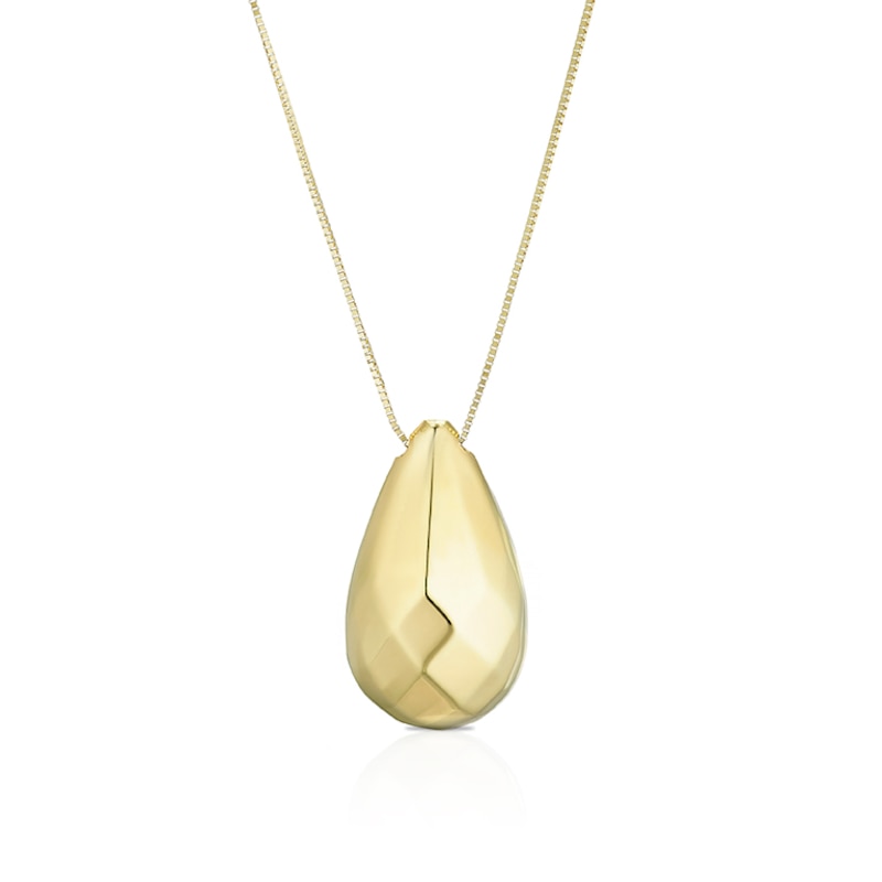 Main Image 1 of 9ct Yellow Gold Large Facetted Teardrop Pendant Necklace