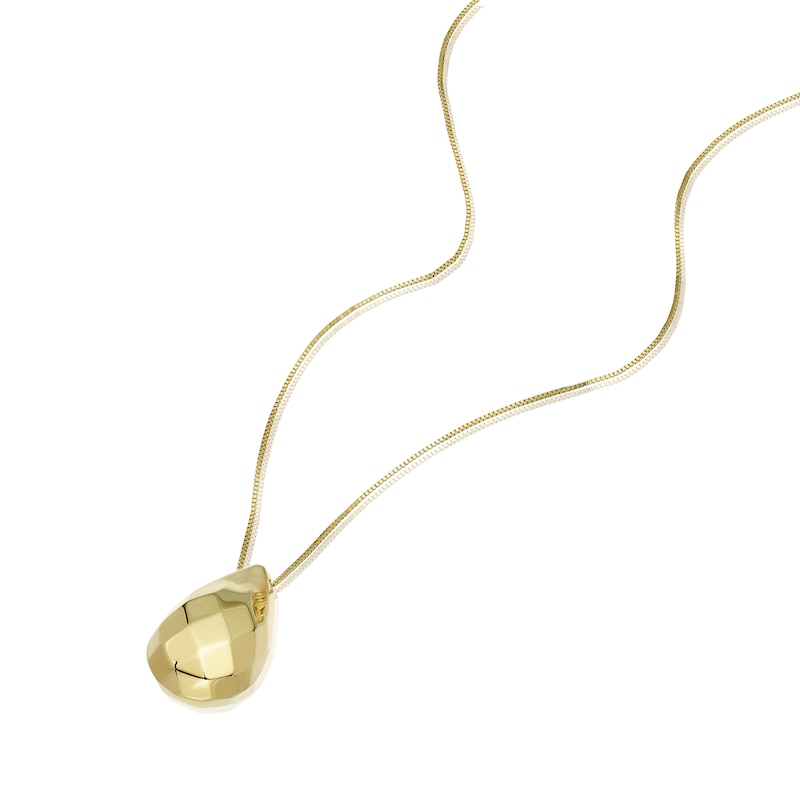 Main Image 2 of 9ct Yellow Gold Large Facetted Teardrop Pendant Necklace