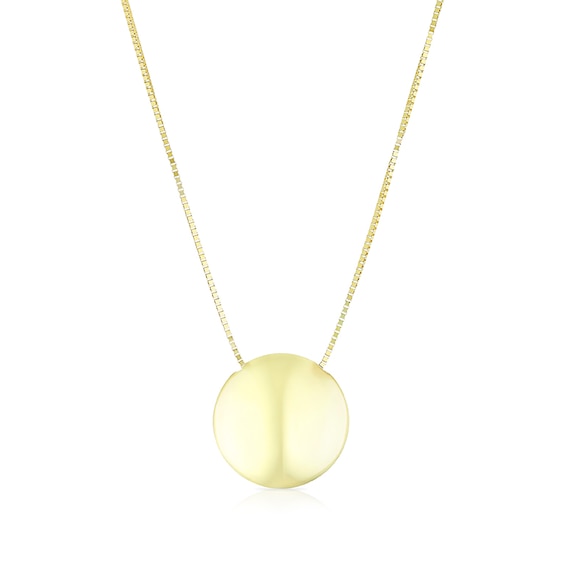 9ct Yellow Gold Domed Circle Pendant Necklace