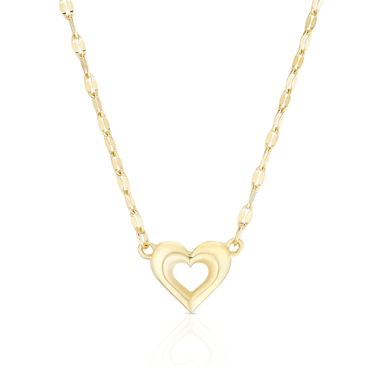 Main Image 1 of 9ct Yellow Gold Small Open Heart Shaped Necklace