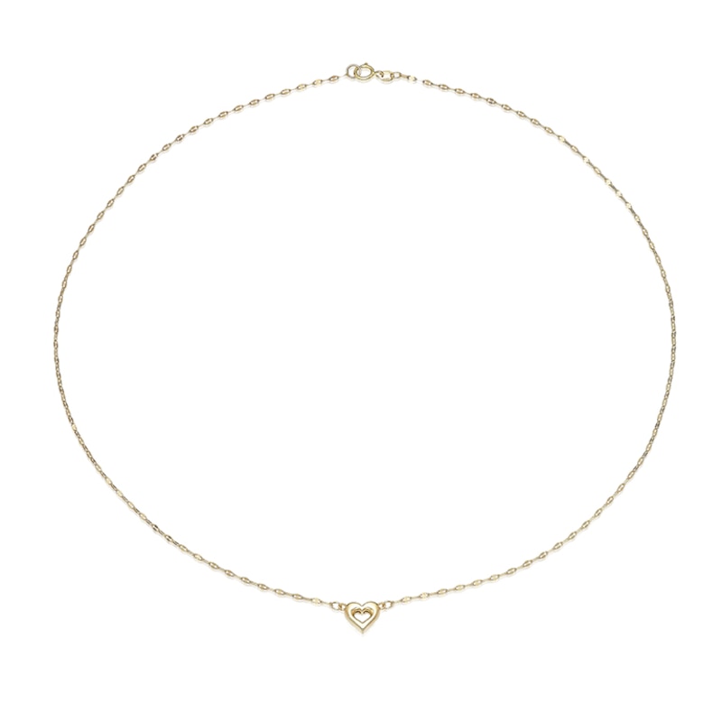 Main Image 2 of 9ct Yellow Gold Small Open Heart Shaped Necklace