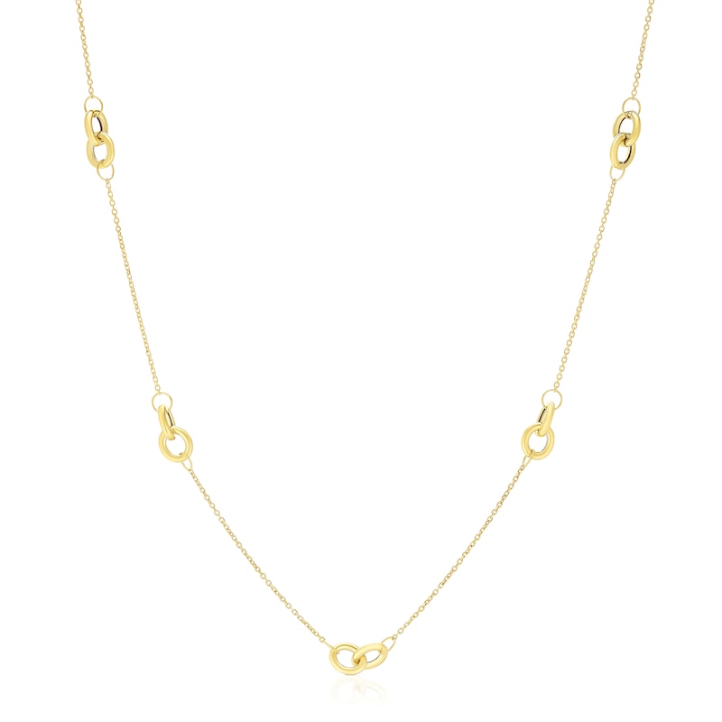 Main Image 1 of 9ct Yellow Gold Link Station Chain Necklace