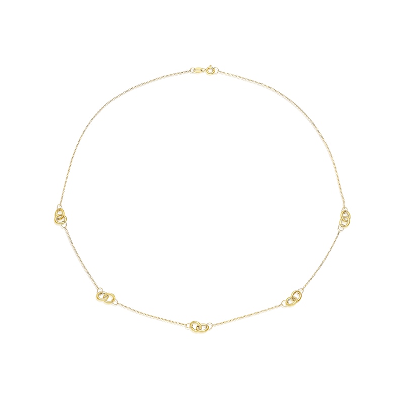 Main Image 2 of 9ct Yellow Gold Link Station Chain Necklace