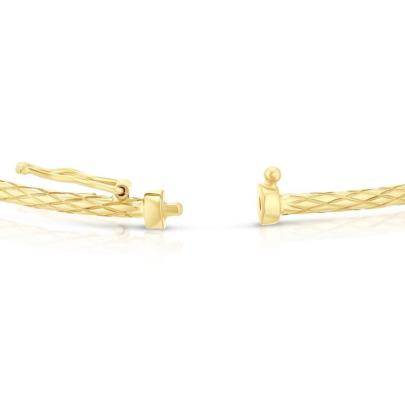 Main Image 3 of 9ct Yellow Gold Thin Crosshatch Textured Bangle