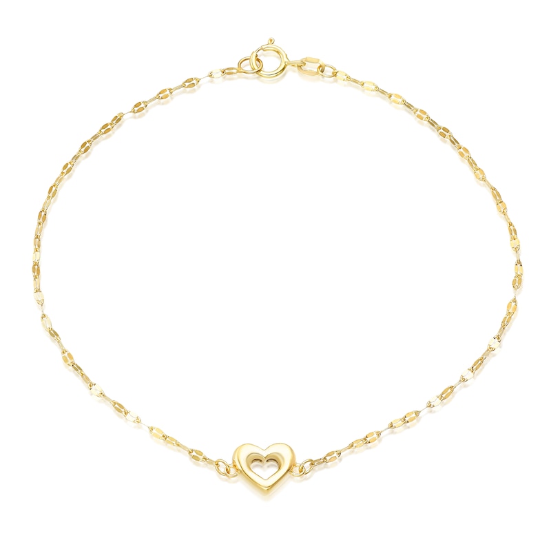Main Image 1 of 9ct Yellow Gold Small Open Heart Motif Bracelet