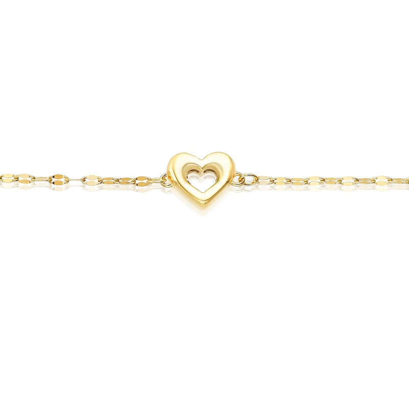 Main Image 2 of 9ct Yellow Gold Small Open Heart Motif Bracelet