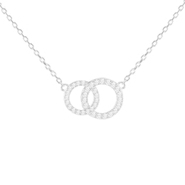 Sterling Silver 17+1" Cubic Zirconia Interlink Circle Necklace