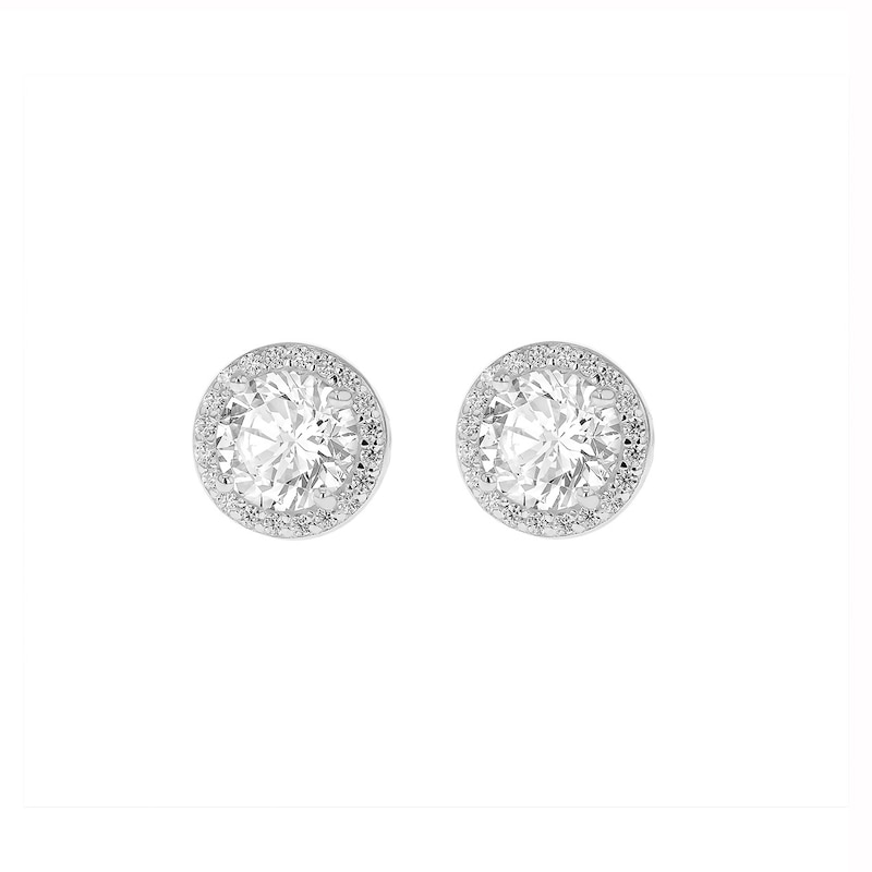 Main Image 4 of Sterling Silver Cubic Zirconia Round Halo Earring & Pendant Jewellery Set Bauble