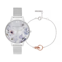Olivia Burton Sunlight Florals 38mm Stainless Steel Watch & Bracelet Gift Set