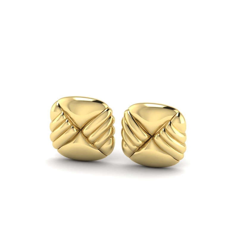 Main Image 1 of KLEORA LINEA Modern Electrum™ Textured Square Stud Earrings