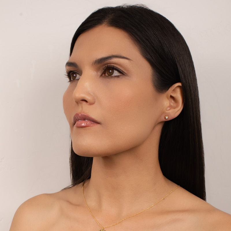 Main Image 3 of KLEORA AURORA Modern Electrum™ Miracle Plate Diamond Sphere Stud Earrings